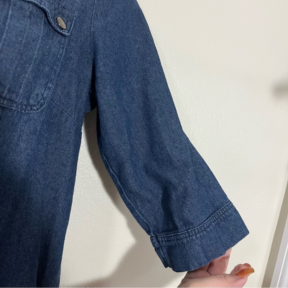 Denim Mini Dress Front Exposed Zipper Safari Sleeves Size Small Fall Streetwear - Picture 8 of 9